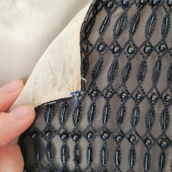 Adrianna Papell Black Silk Beaded Vintage Formal Jacket 90s - Picture 5 of 9